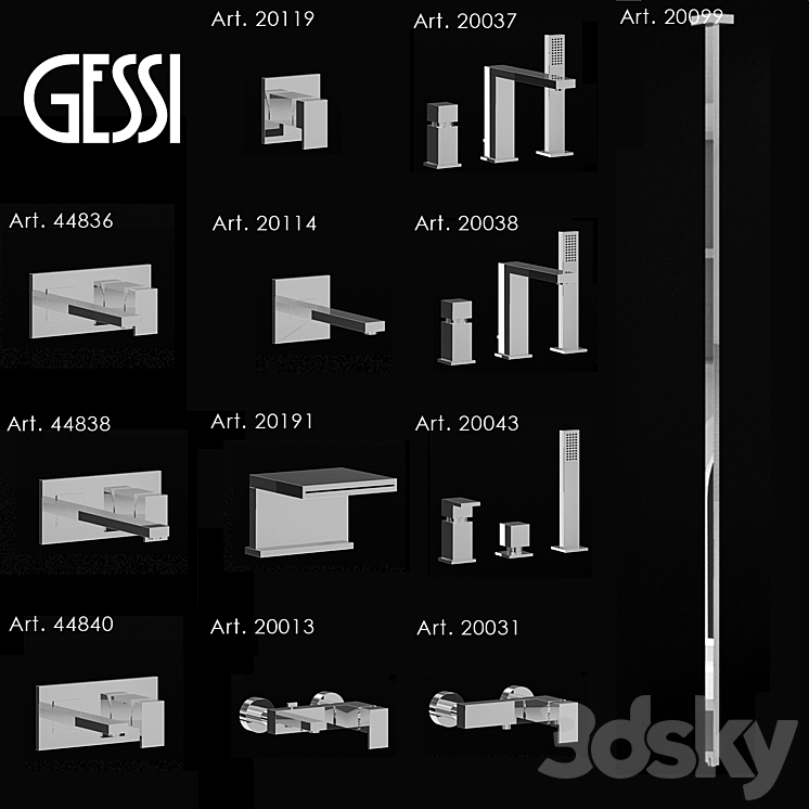 Mixers Gessi Retangolo 1 3DS Max - thumbnail 1