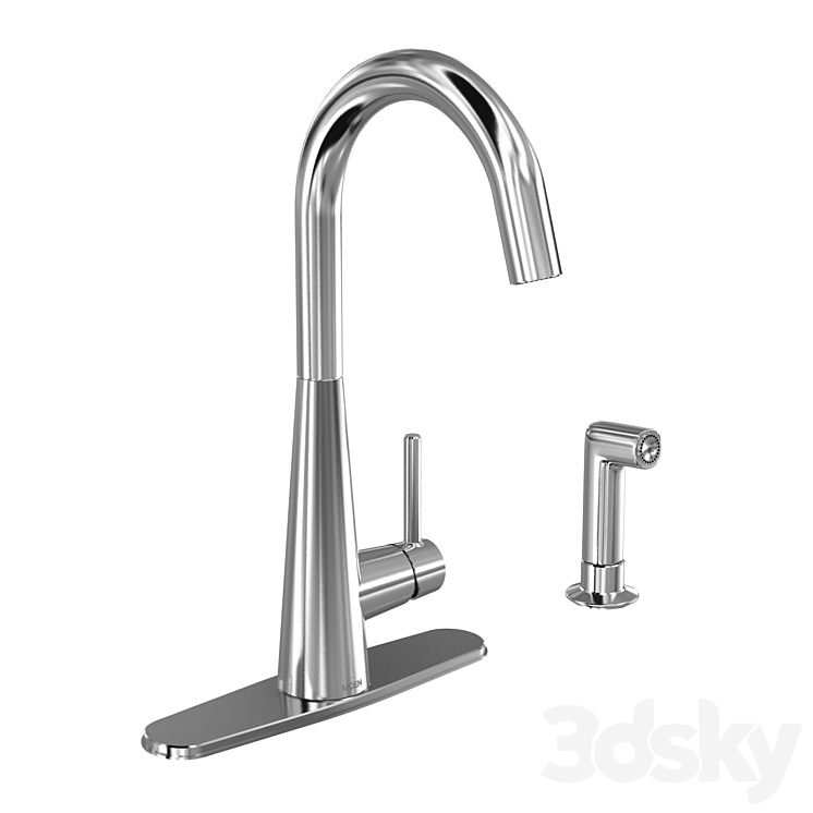 Moen Sleek Chrome One Handle Kitchen Faucet 3DS Max Model - thumbnail 1