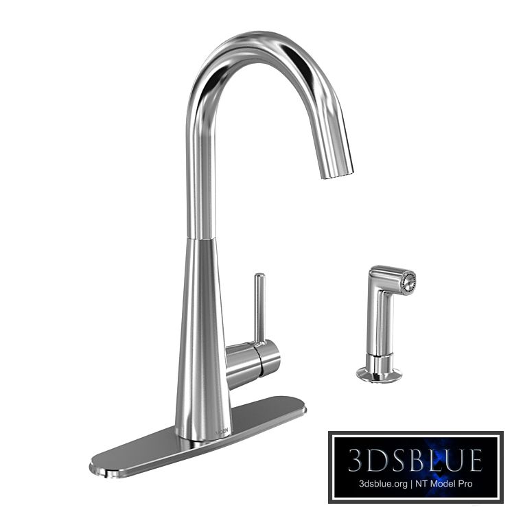 Moen Sleek Chrome One Handle Kitchen Faucet 3DS Max - thumbnail 3