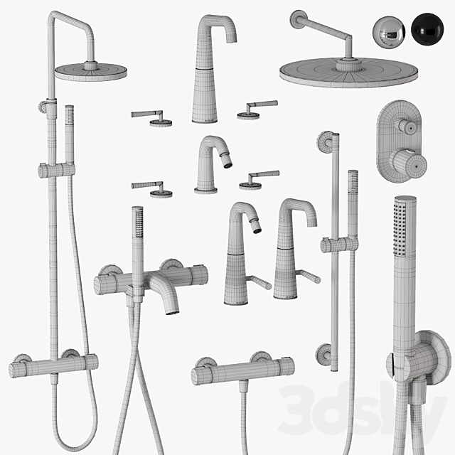 Nobili Liquid shower and faucets set 3DS Max Model - thumbnail 3