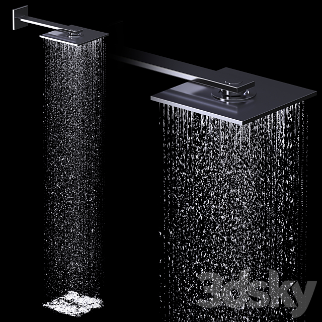 Overhead shower 300_300 2jet with shower arm 3ds Max - thumbnail 1