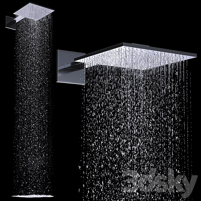 Overhead shower 300_300 2jet with shower arm 3ds Max - thumbnail 3