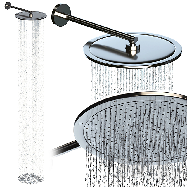 Overhead shower 350 1jet with shower arm 3ds Max - thumbnail 1