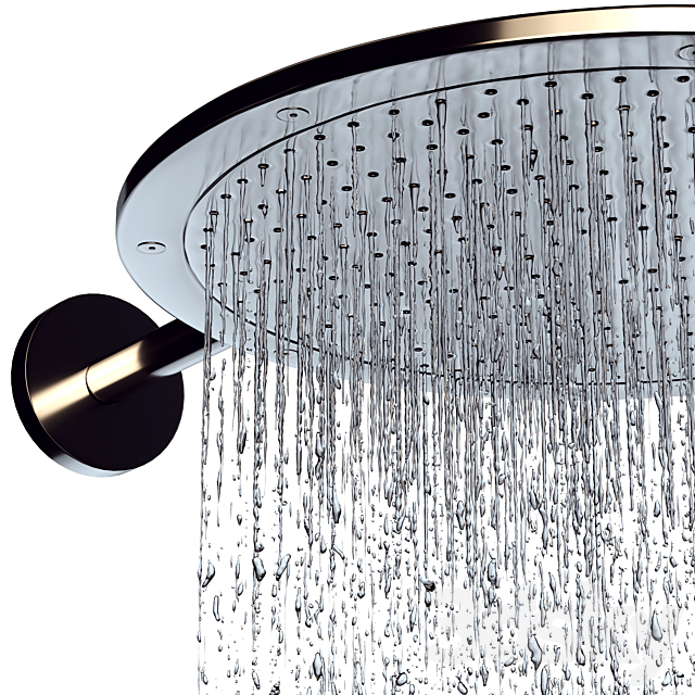 Overhead shower 350 1jet with shower arm 3ds Max - thumbnail 3