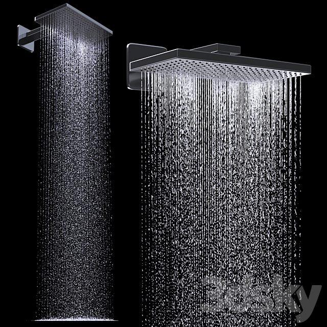 Overhead shower 460 300 1 jet 3ds Max - thumbnail 1