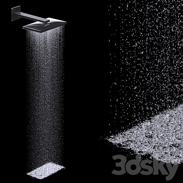 Overhead shower 460 300 1 jet 3ds Max - thumbnail 2