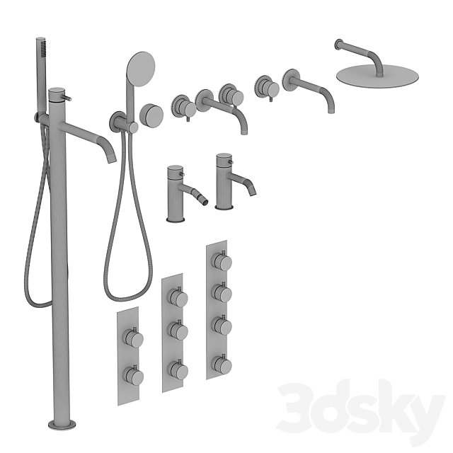 Plumbing mixers Quadro set 2 3DS Max Model - thumbnail 5