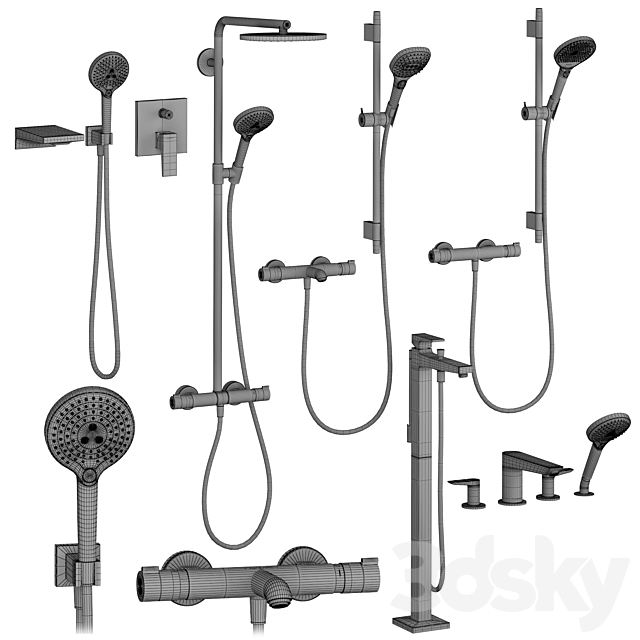 Refill HANSGROHE Set 1 | Ecostat | Metropol | Talis with adjustable shower head 3DS Max Model - thumbnail 4