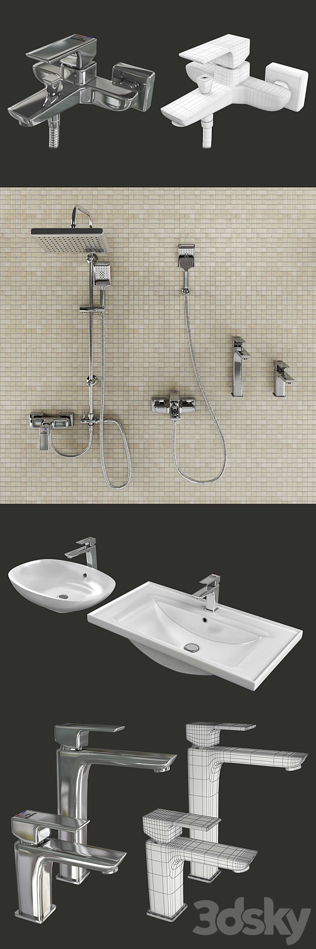 Set of bathroom faucets Invena NYKS 3ds Max - thumbnail 2