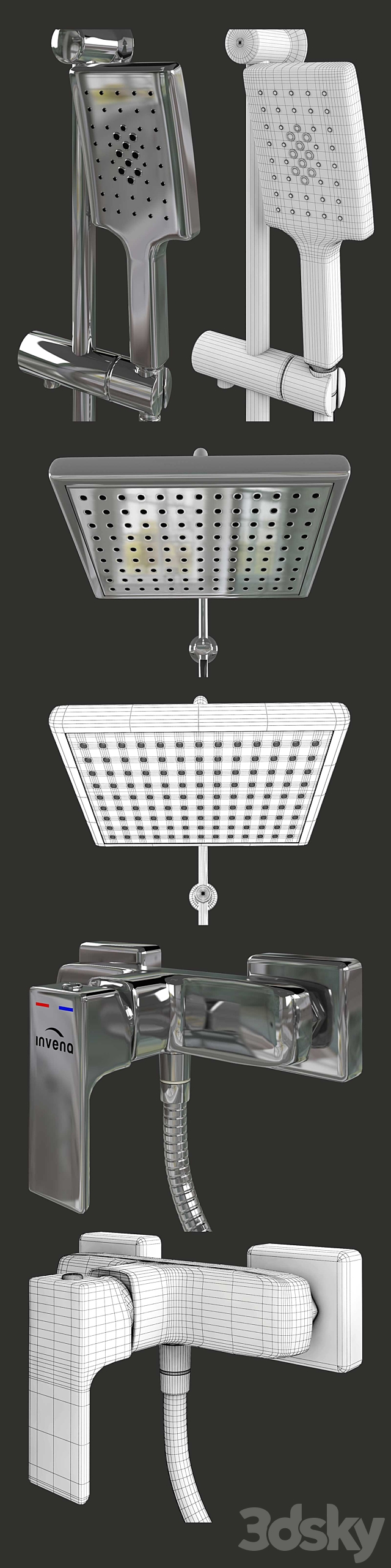 Set of bathroom faucets Invena NYKS 3ds Max - thumbnail 3