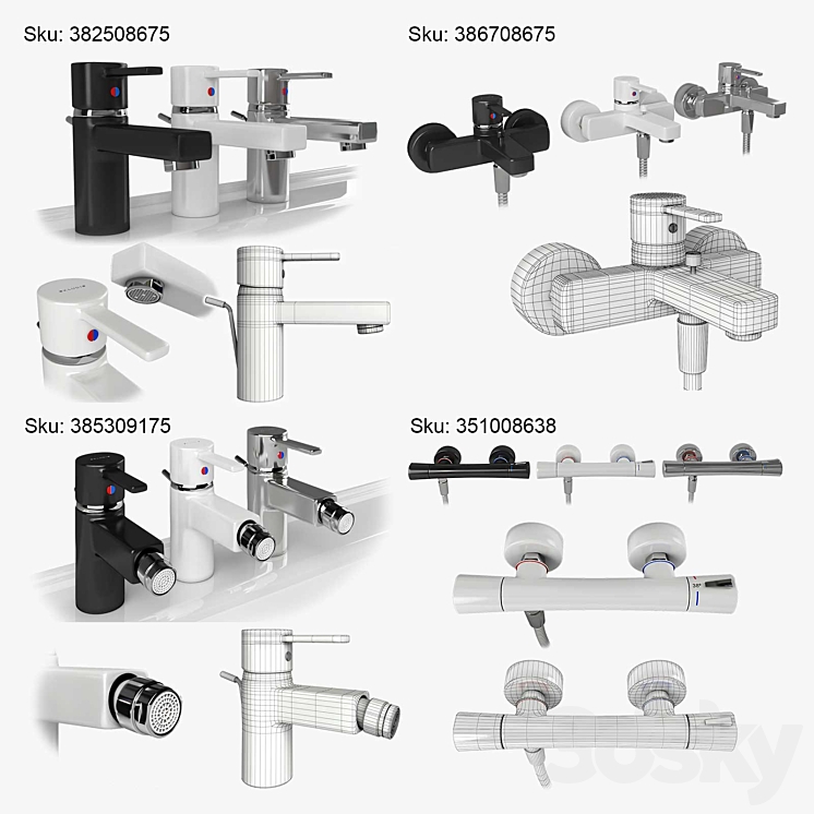 Set of faucets for the bathroom KLUDI ZENTA 3DS Max - thumbnail 2