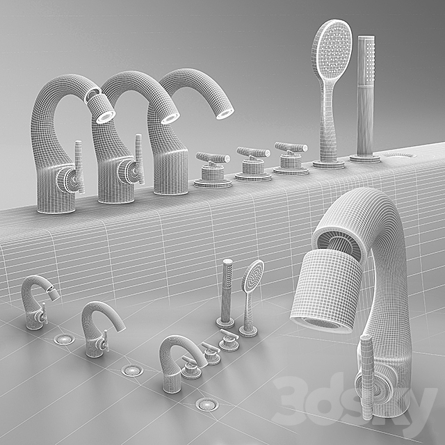 Set plumbing fixtures Cristina SELTZ 3DS Max Model - thumbnail 2