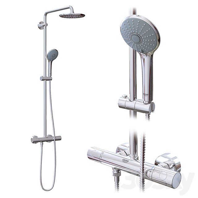 Shower Systems Grohe 3DS Max Model - thumbnail 2