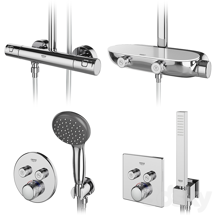 Shower systems GROHE set 96 3DS Max - thumbnail 2