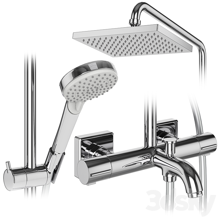 Shower systems Hansgrohe set 155 3DS Max - thumbnail 2