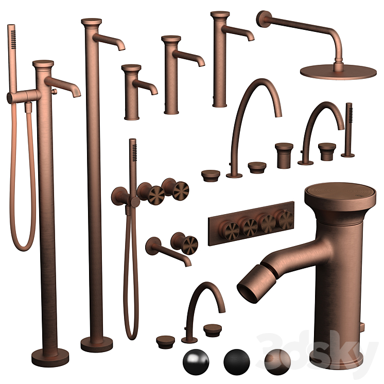 taps Gessi Origini faucet set 3DS Max Model - thumbnail 2