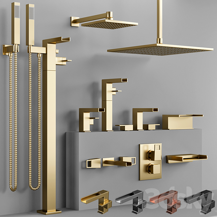 the watermark collection EDGE bathroom faucet set 3DS Max - thumbnail 1