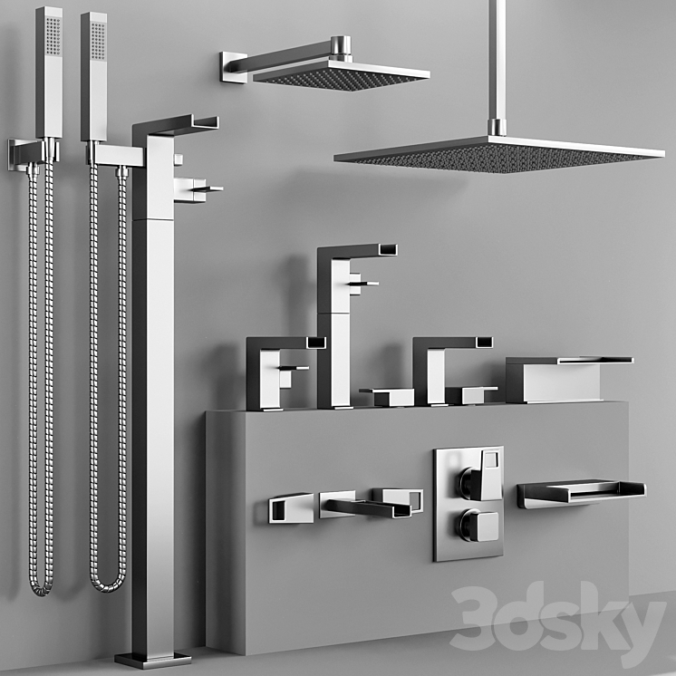 the watermark collection EDGE bathroom faucet set 3DS Max - thumbnail 2