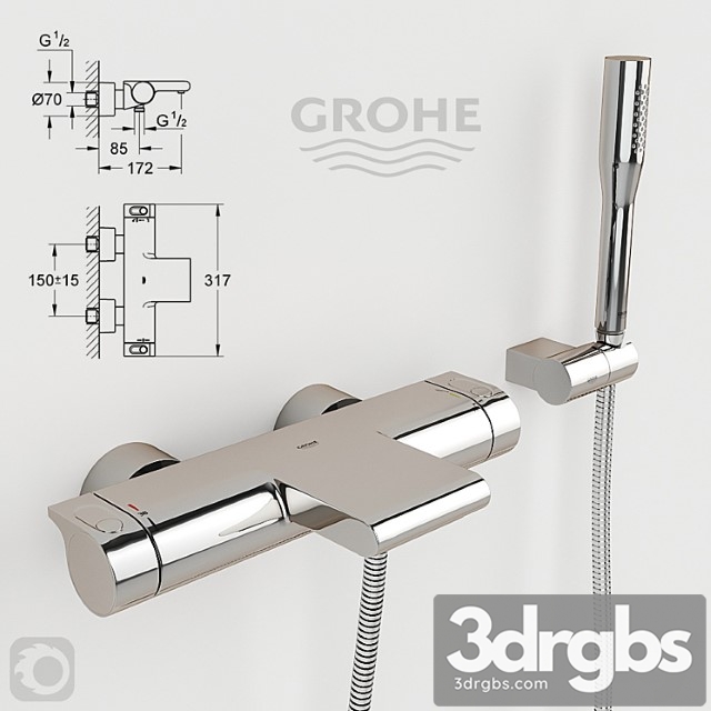 Thermostat Grohe Grohtherm 2000 34174001 3dsmax Download - thumbnail 1