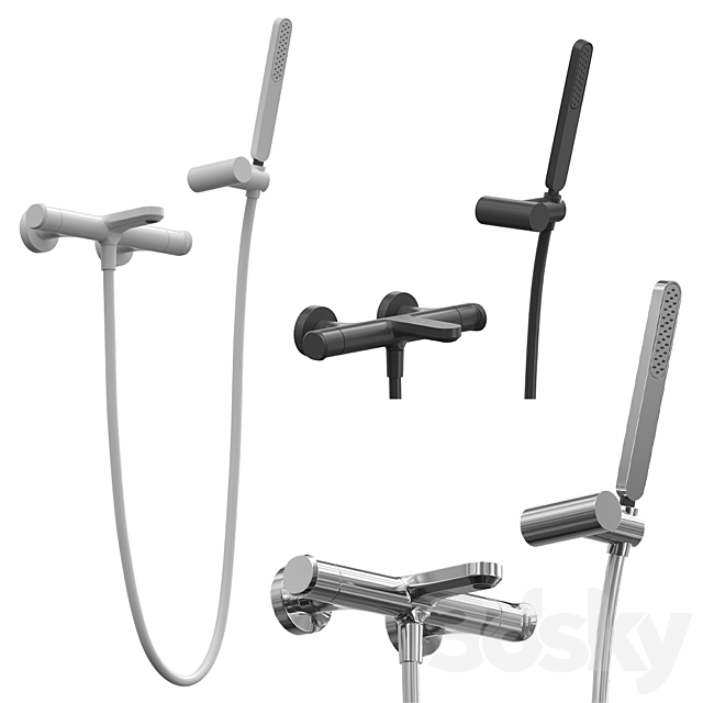 Thermostatic bath faucet with shower set Cisal Lineaviva 3ds Max - thumbnail 1