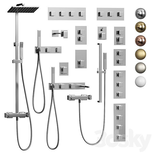 Wall mounted faucet set Cisal HI-RISE 3ds Max - thumbnail 1