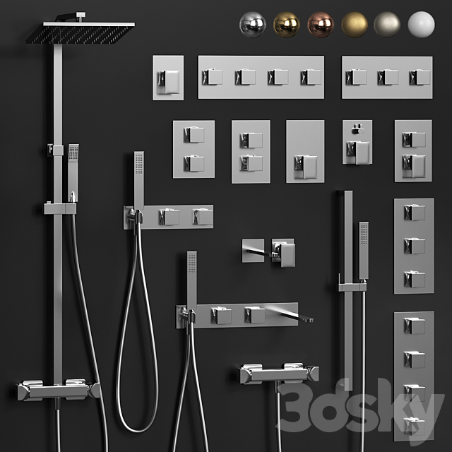 Wall mounted faucet set Cisal HI-RISE 3ds Max - thumbnail 2