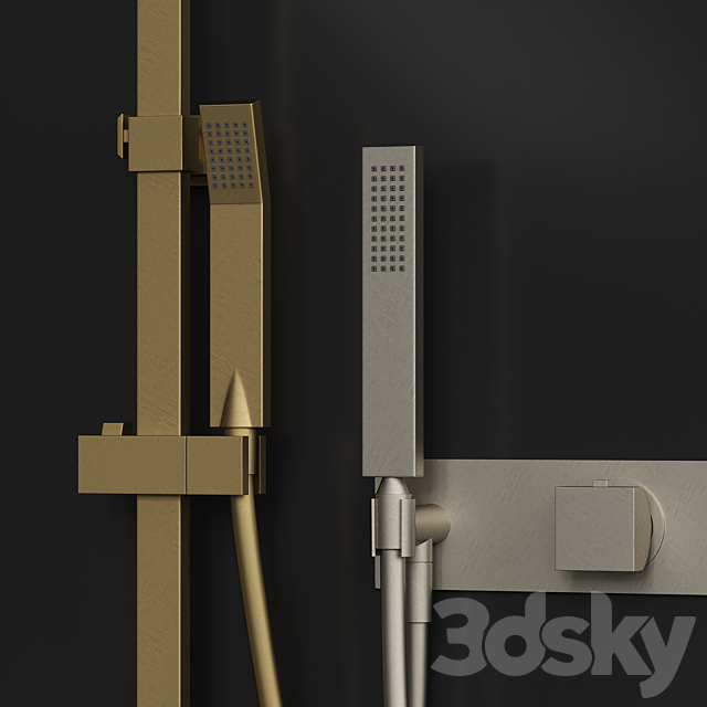 Wall mounted faucet set Cisal HI-RISE 3ds Max - thumbnail 3