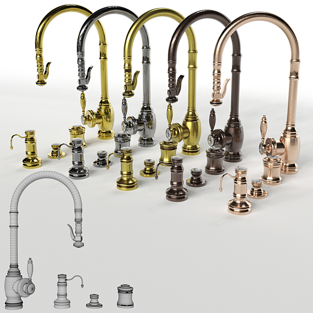 Waterstone Pull-Down Faucet 4PC. SUITE 3ds Max - thumbnail 3