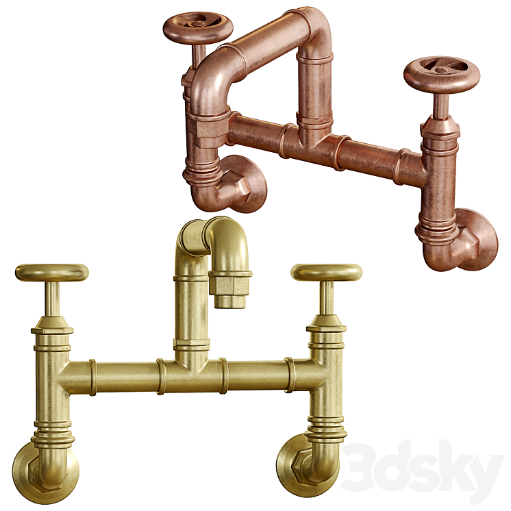 Watts Wall-Mount Bridge Bathroom Faucet 3DS Max Model - thumbnail 1