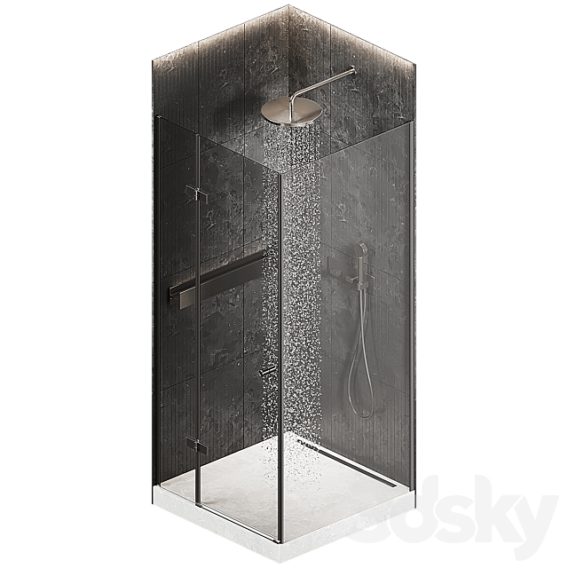 Corner shower 3ds Max - thumbnail 2