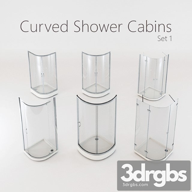 Curved Shower Cabins Set 1 3dsmax Download - thumbnail 1