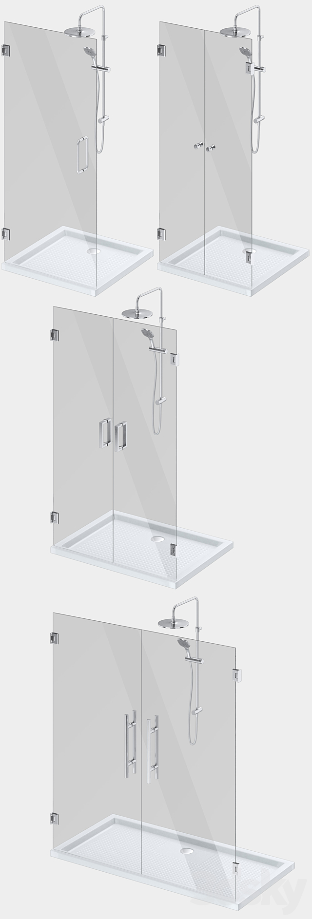 Glass shower cabins designer and a set of handles 3ds Max - thumbnail 2