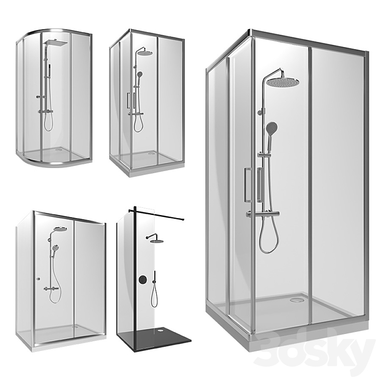 Omnires Shower Enclosures set 2 3DS Max - thumbnail 1