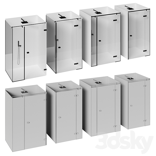 PCA – B0 – set of shower enclosures 3ds Max - thumbnail 2