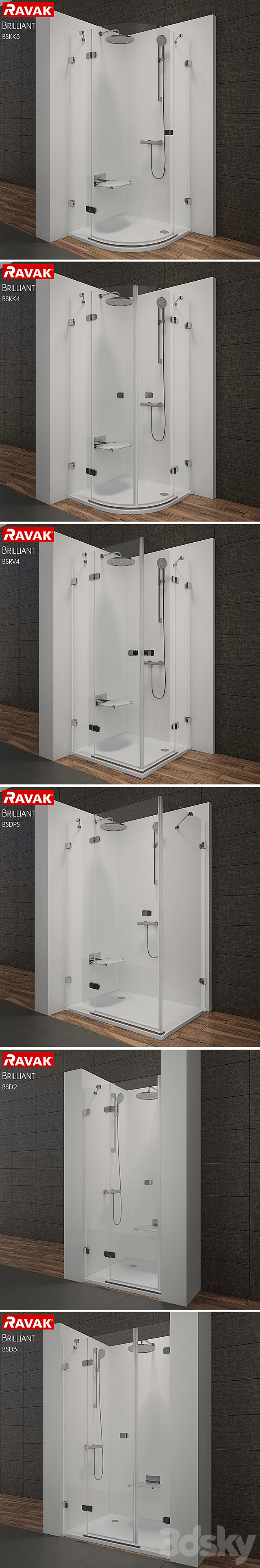 Range of showers Ravak Brilliant 3ds Max - thumbnail 2