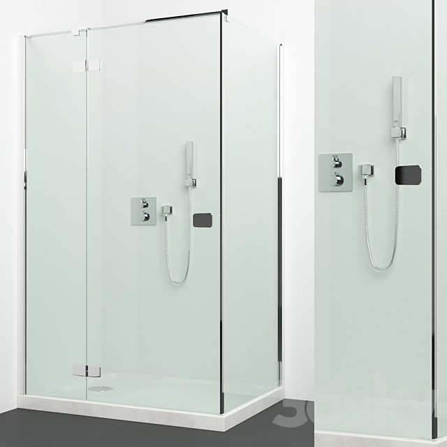 Set of shower cabins Radaway + Grohe 3DS Max Model - thumbnail 2