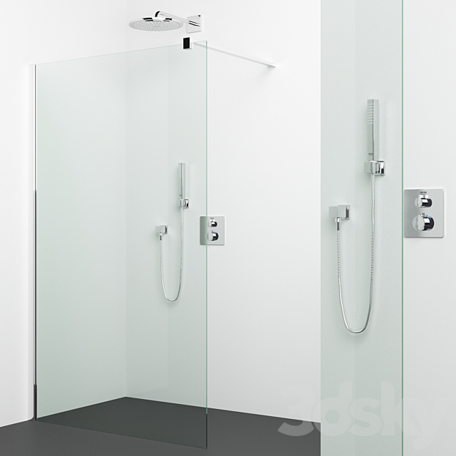 Set of shower cabins Radaway + Grohe 3DS Max Model - thumbnail 3