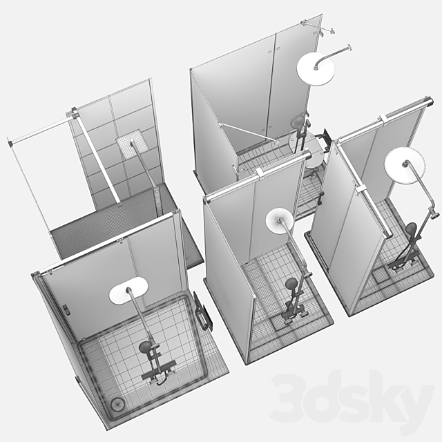 Set of shower cabins Ravak and Radaway set 89 3DS Max Model - thumbnail 5