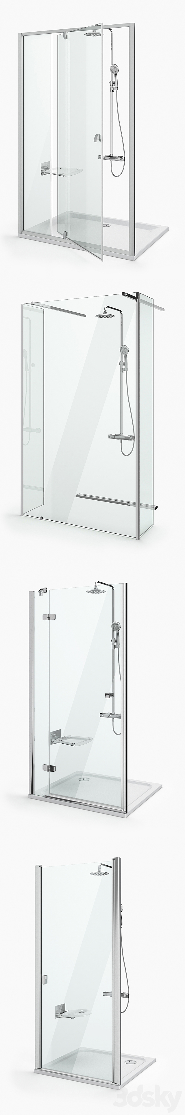 Set of shower doors Ravak set 20 3DS Max Model - thumbnail 2