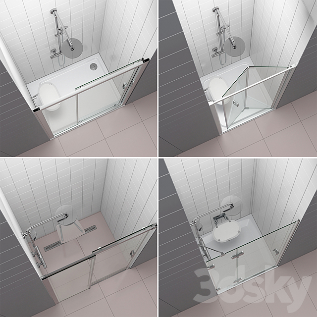 Set of shower doors RAVAK set 52 3ds Max - thumbnail 2