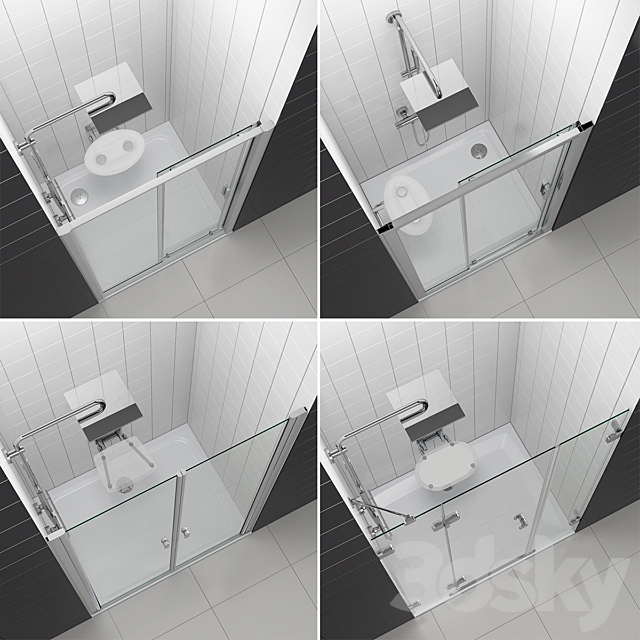 Set of shower doors RAVAK set 53 3ds Max - thumbnail 2