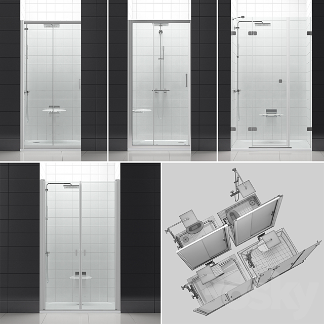 Set of shower doors RAVAK set 53 3ds Max - thumbnail 3