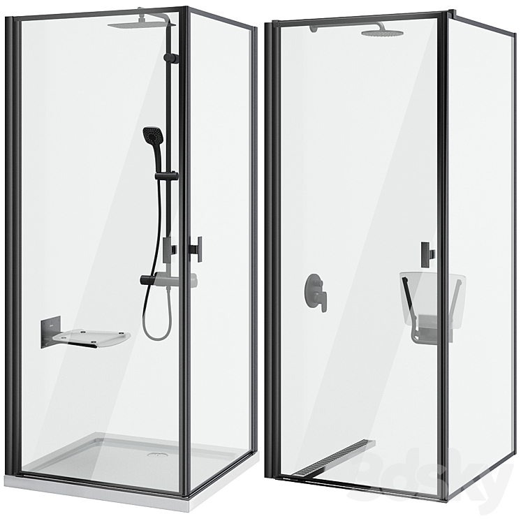 Shower cabins Radaway Nes 8 Black set 136 3DS Max Model - thumbnail 2