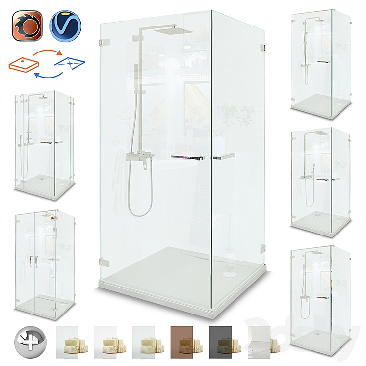 SHOWER CABINS Radaway | Pendulum set 1 3DS Max Model - thumbnail 3