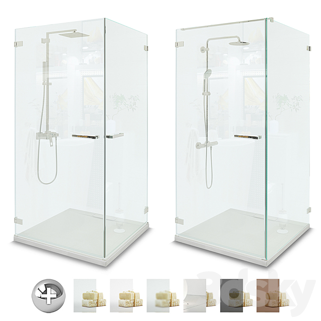 SHOWER CABINS Radaway | Pendulum set 1 3DS Max Model - thumbnail 2