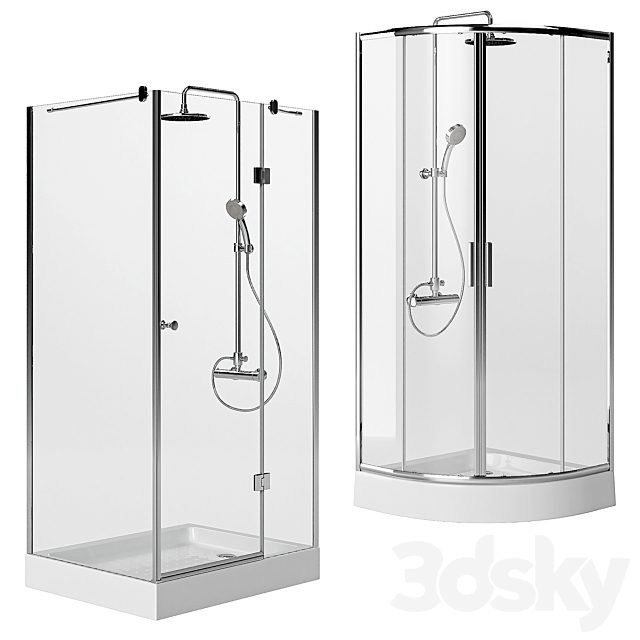 Shower cabins with trays STURM _ Set 1 3ds Max - thumbnail 3