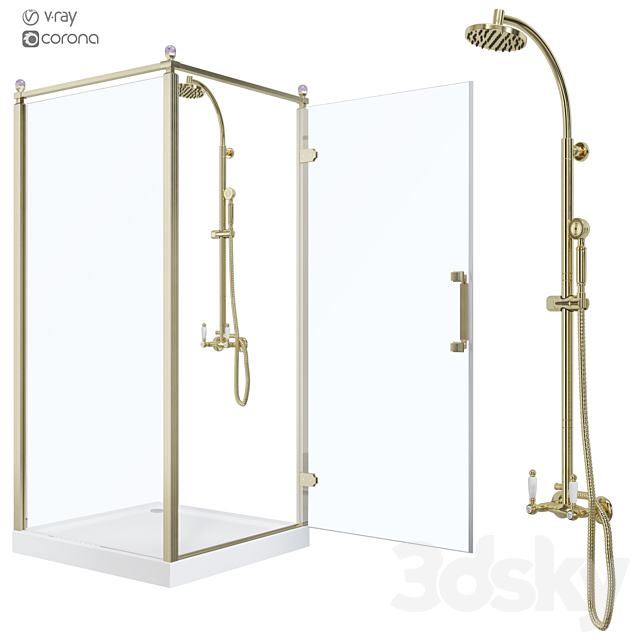 Shower corner Beta Cube Classic NBB1221-1 100×100 3ds Max - thumbnail 1