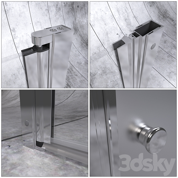 Shower door in niche Radaway – EOS DWJ 3DS Max - thumbnail 2