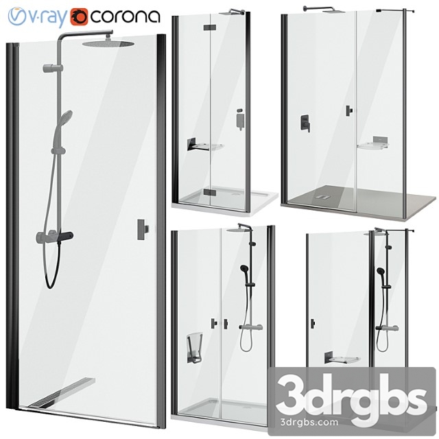 Shower doors radaway nes 8 black set 140 - thumbnail 1