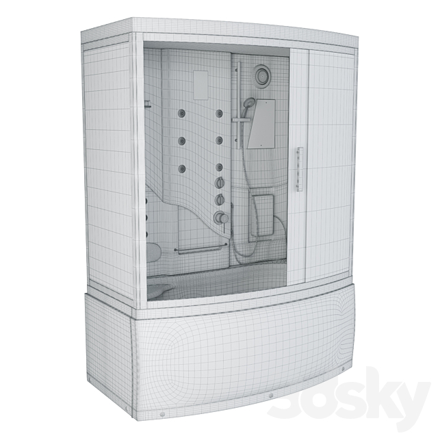 Shower enclosure BandHours Pronto 170×100 3DS Max Model - thumbnail 5